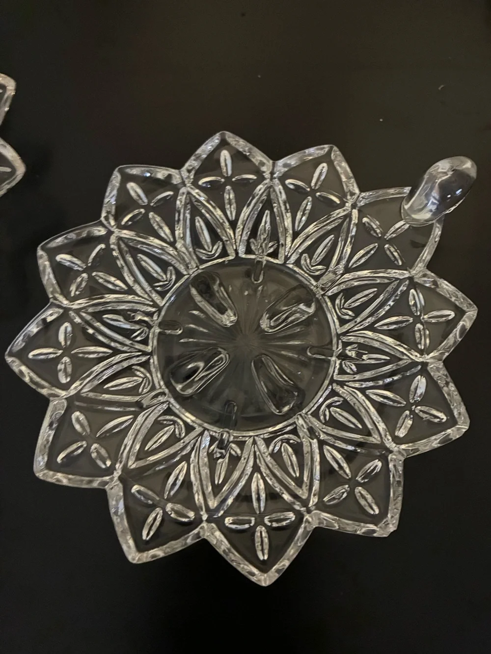 Vintage Federal Glass Petal Chime Candle Holder | Soap Dish Vanity Decor Floral
